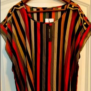Plus Size Multi Color Stripe Blouse